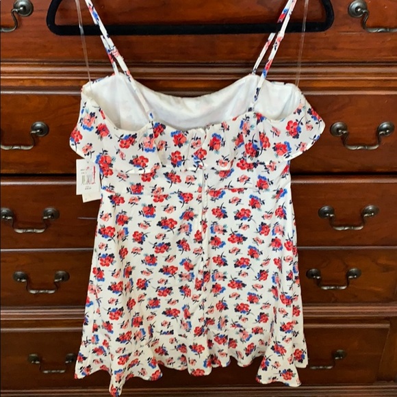 Row A Nordstrom Floral Ruffle Detail Mini Dress White Womens Large NWT - Picture 3 of 8